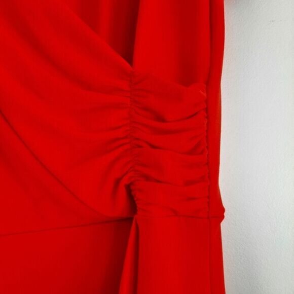 BANANA REPUBLIC Surplice Stretch Faux Wrap Blouse Top Red Sz L - Picture 4 of 11